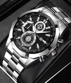 Black Dial Stainless Steel Men's Watch